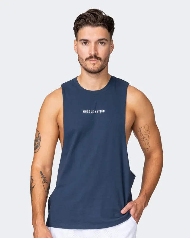 Ultra Drop Arm Tank - Dark Navy sold by Muscle Nation