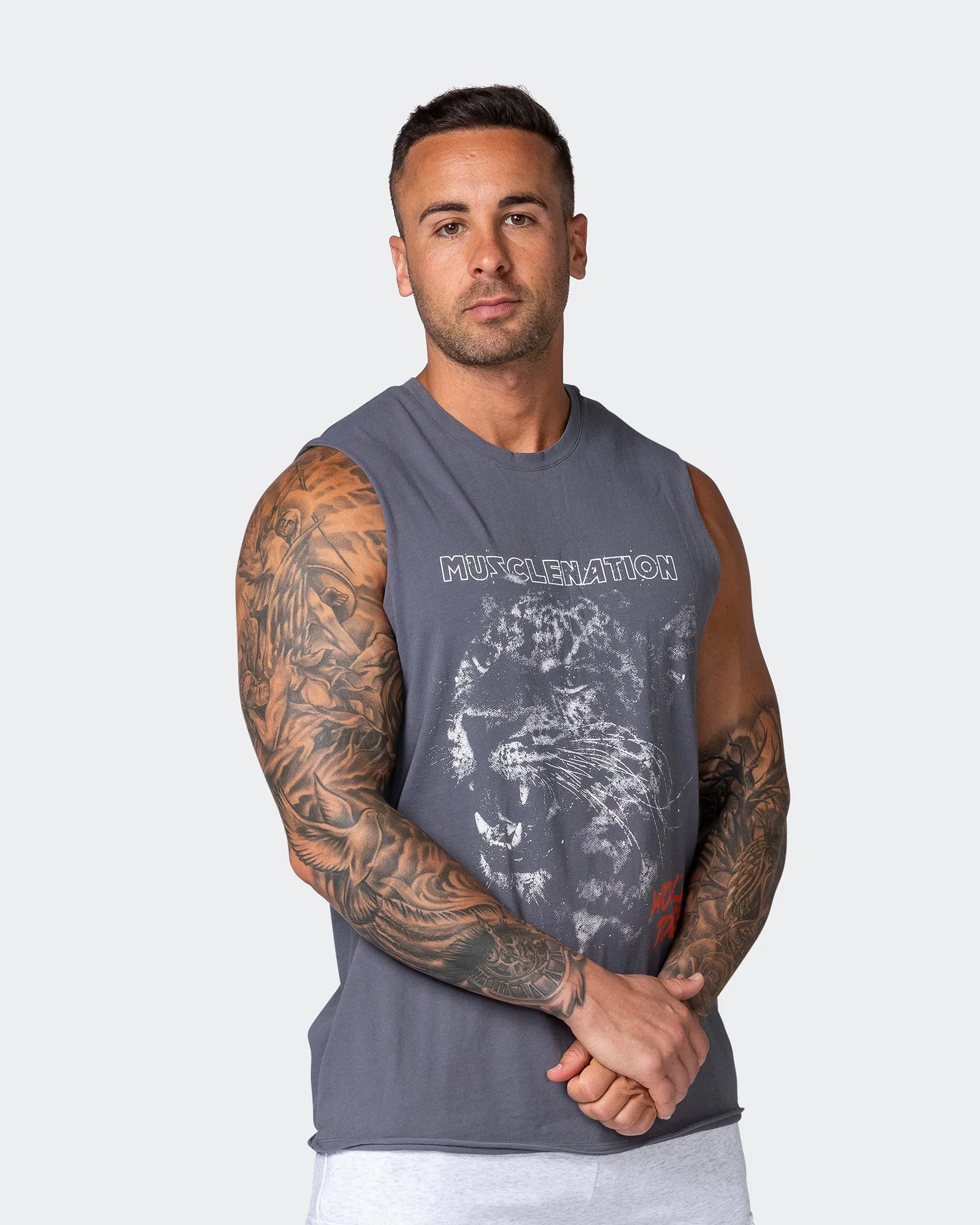 Leopard Vintage Tank - Washed Tornado sold by Muscle Nation