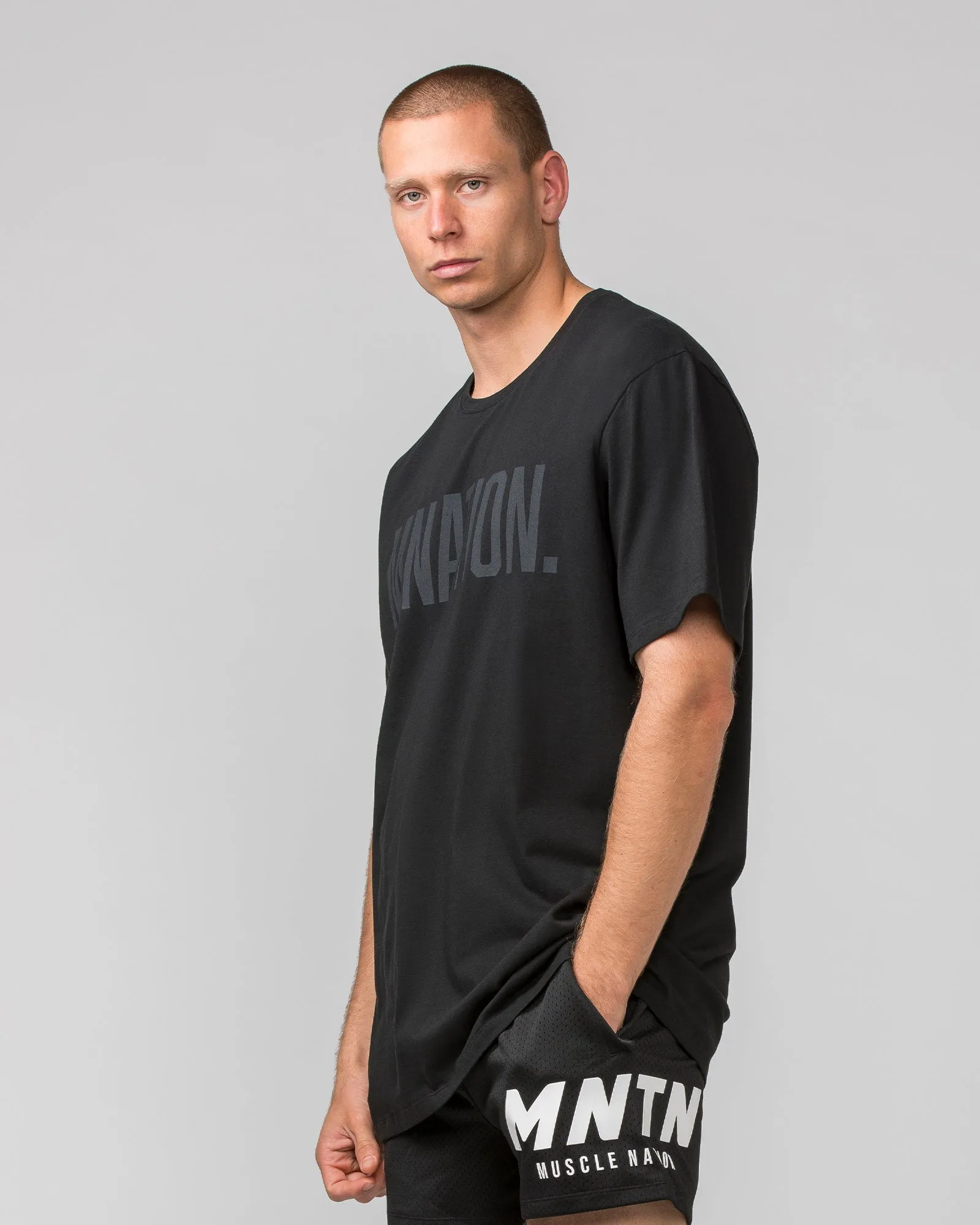 Oversized Tonal Tee - Black sold by Muscle Nation product image thumbnail 3