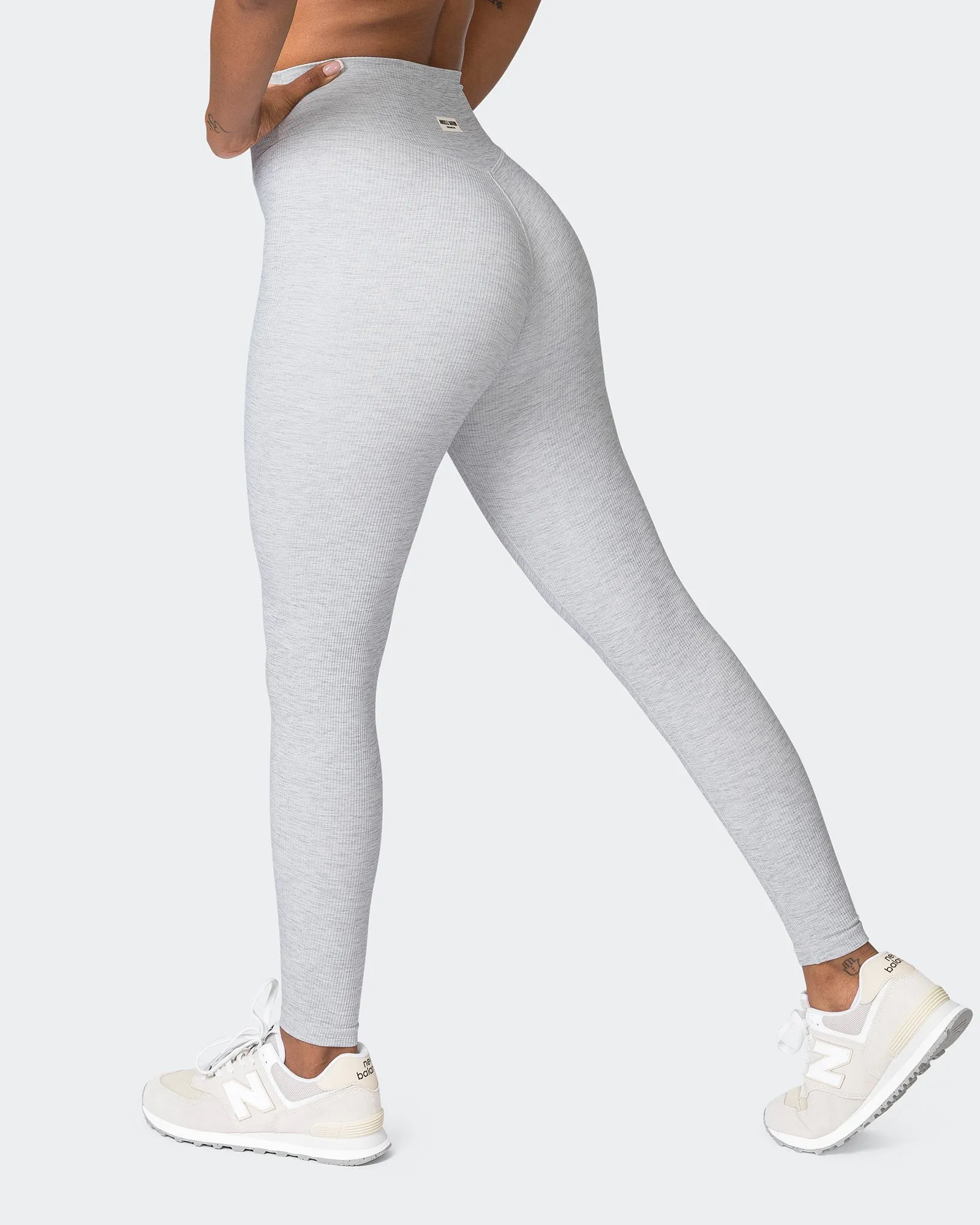 Zero Rise Rib Ankle Length Leggings - Quiet Grey Marl sold by Muscle Nation