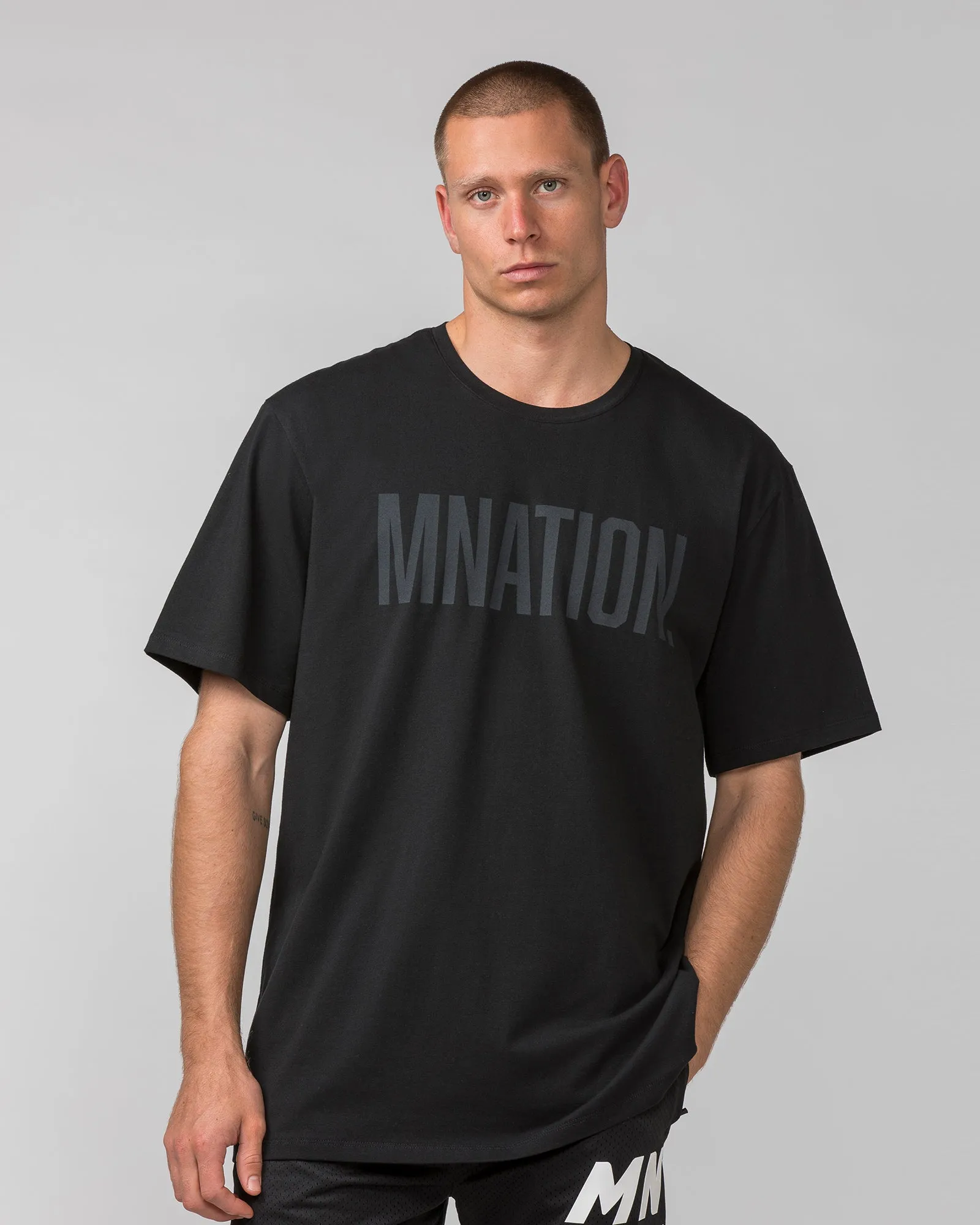 Oversized Tonal Tee - Black sold by Muscle Nation