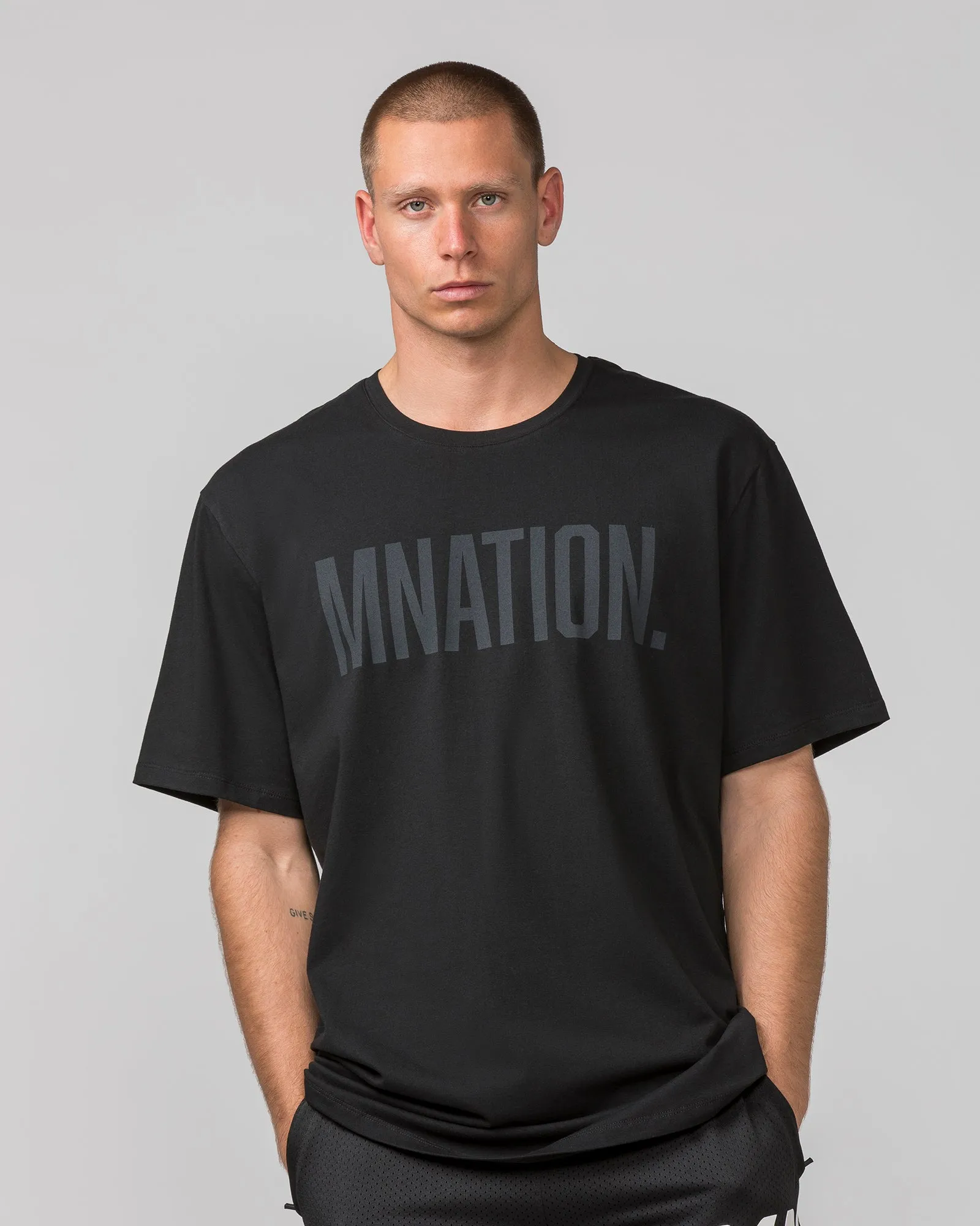 Oversized Tonal Tee - Black sold by Muscle Nation product image thumbnail 2