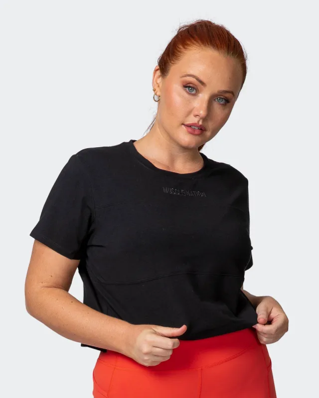 Elevate Cropped Tee - Black sold by Muscle Nation