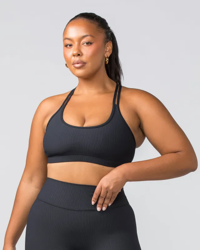 Outlines Rib Bra - Black sold by Muscle Nation