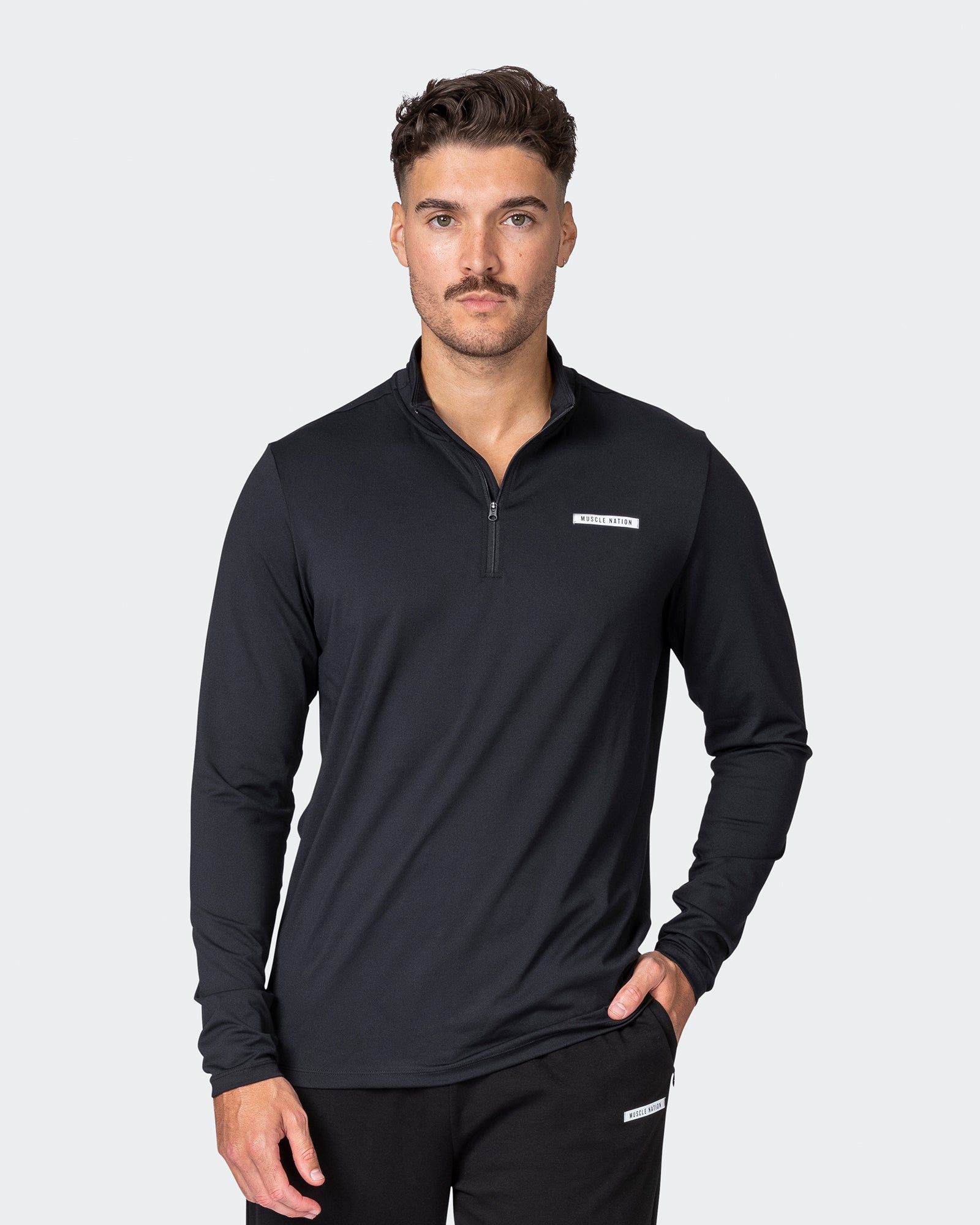 Legacy Long Sleeve Quarter Zip - Black sold by Muscle Nation