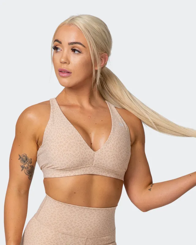 All-Star Deep V Bra - Brown Sugar Mini Cheetah Print sold by Muscle Nation