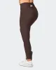 Zero Rise Rib Ankle Length Leggings - Cocoa (Silicone Logo) sold by Muscle Nation