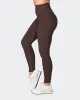 Zero Rise Rib Ankle Length Leggings - Cocoa (Silicone Logo) sold by Muscle Nation
