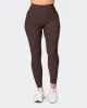 Zero Rise Rib Ankle Length Leggings - Cocoa (Silicone Logo) sold by Muscle Nation