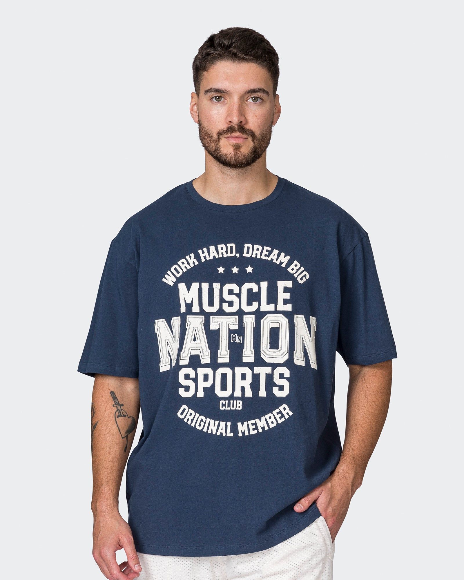 Mens Team MN Oversized Tee - Navy sold by Muscle Nation