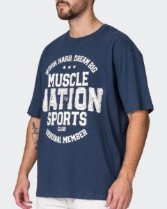 Mens Team MN Oversized Tee - Navy sold by Muscle Nation