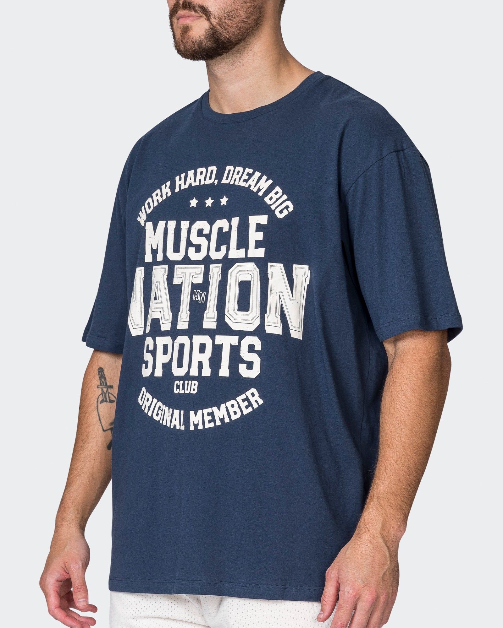 Mens Team MN Oversized Tee - Navy sold by Muscle Nation product image thumbnail 3
