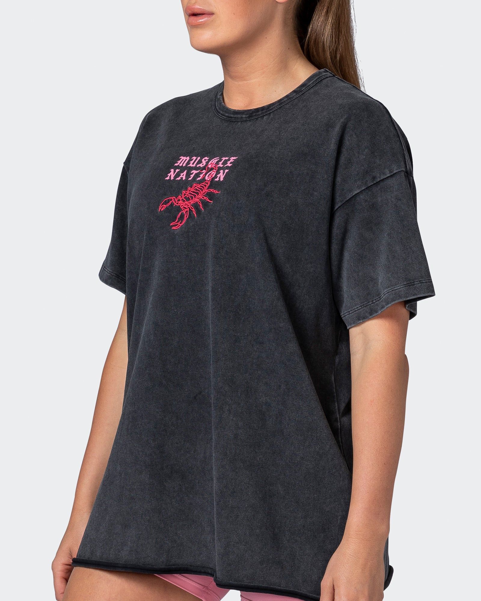 Womens Scorpion Oversized Heavy Vintage Tee - Washed Black sold by Muscle Nation product image thumbnail 4