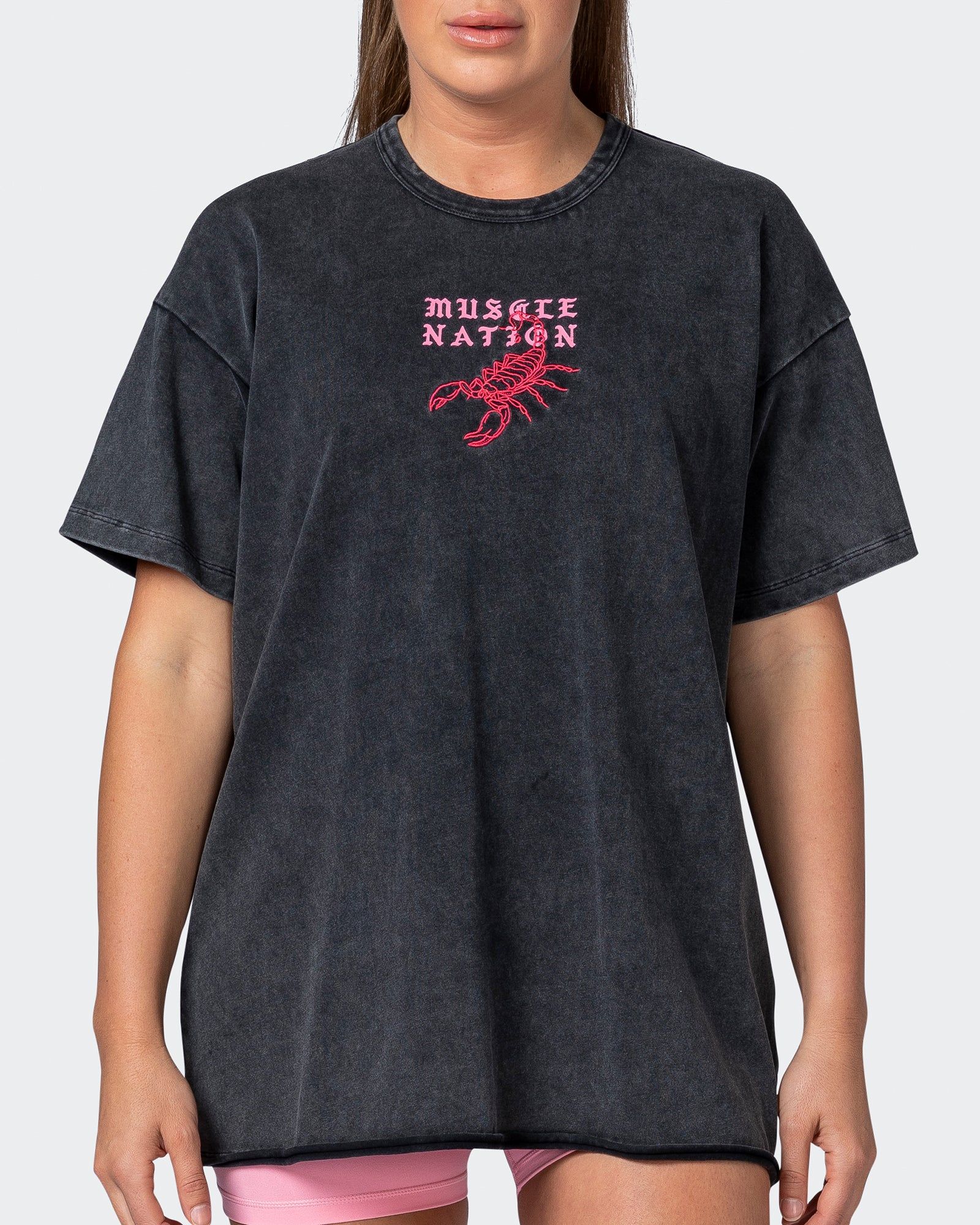 Womens Scorpion Oversized Heavy Vintage Tee - Washed Black sold by Muscle Nation product image thumbnail 3