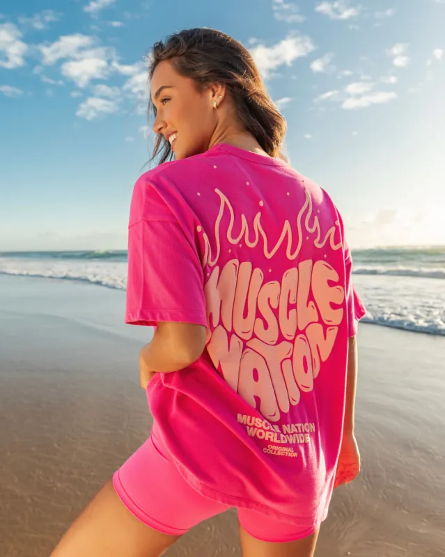 Heartbreaker Oversized Tee - Luminous Pink sold by Muscle Nation
