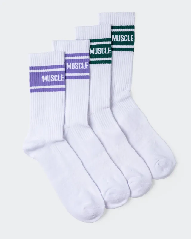 Mens MN Crew Socks - Multi (Antique Green / Aster Purple) sold by Muscle Nation