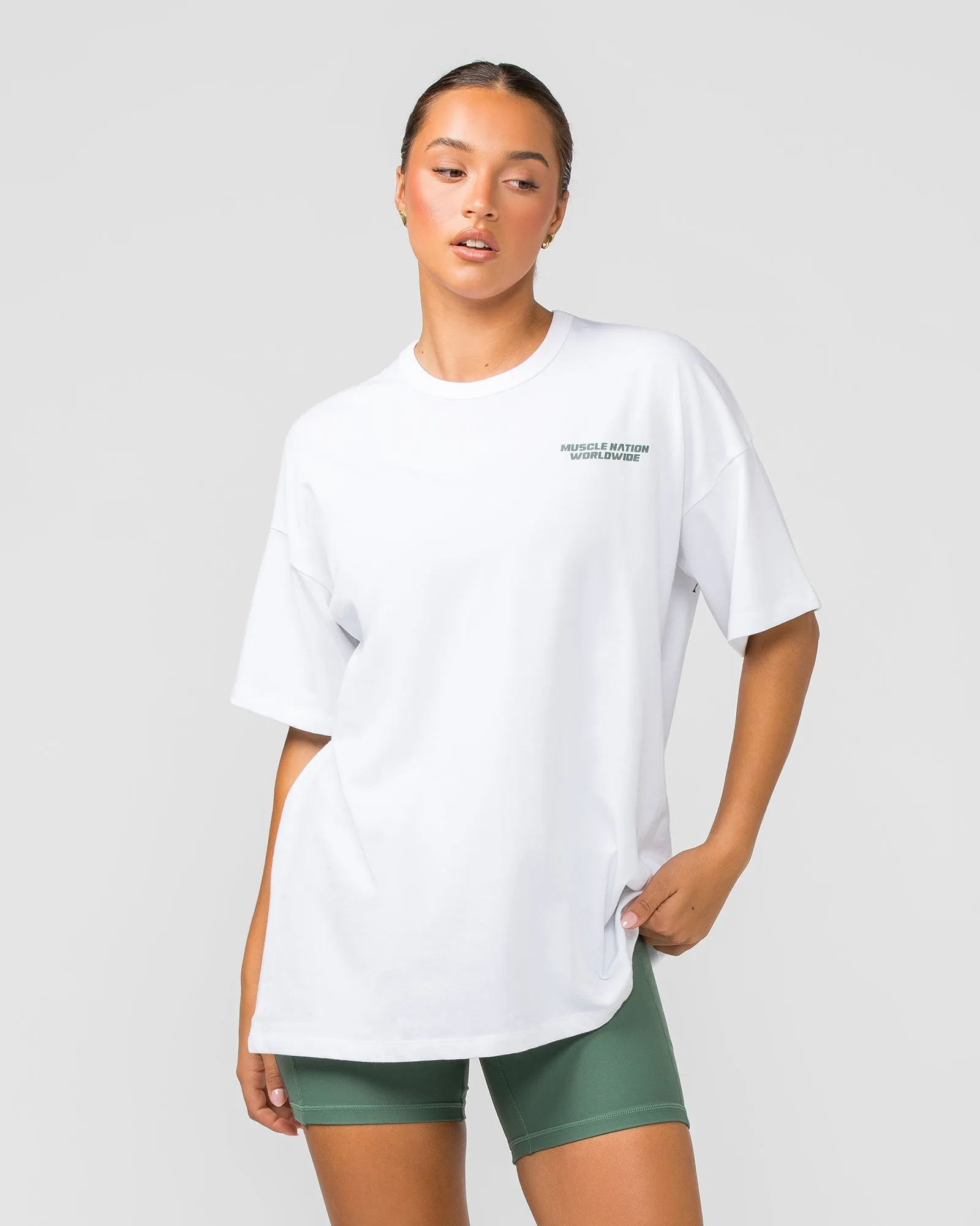 Womens Represent Oversized Tee - White sold by Muscle Nation product image thumbnail 2