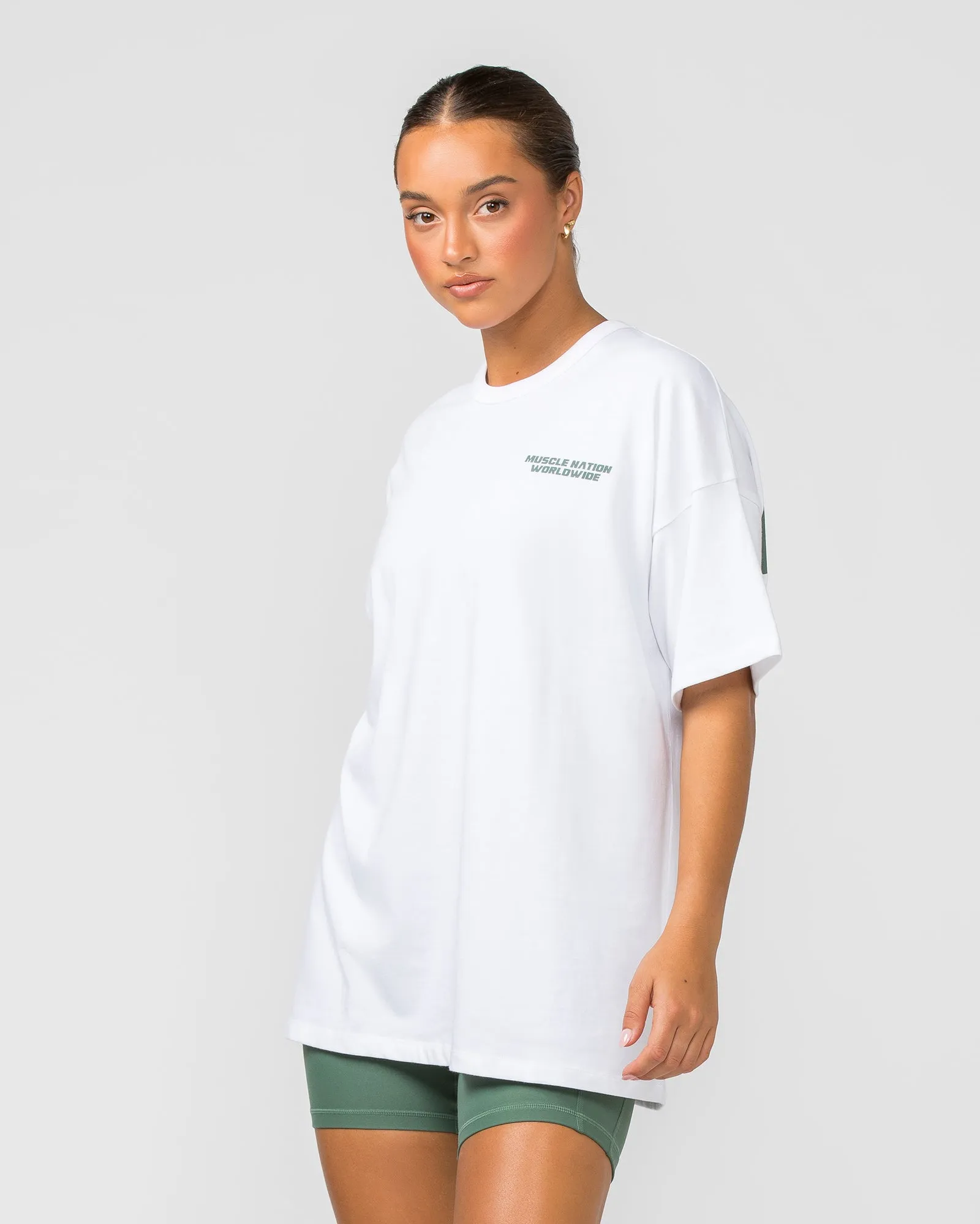 Womens Represent Oversized Tee - White sold by Muscle Nation product image thumbnail 3