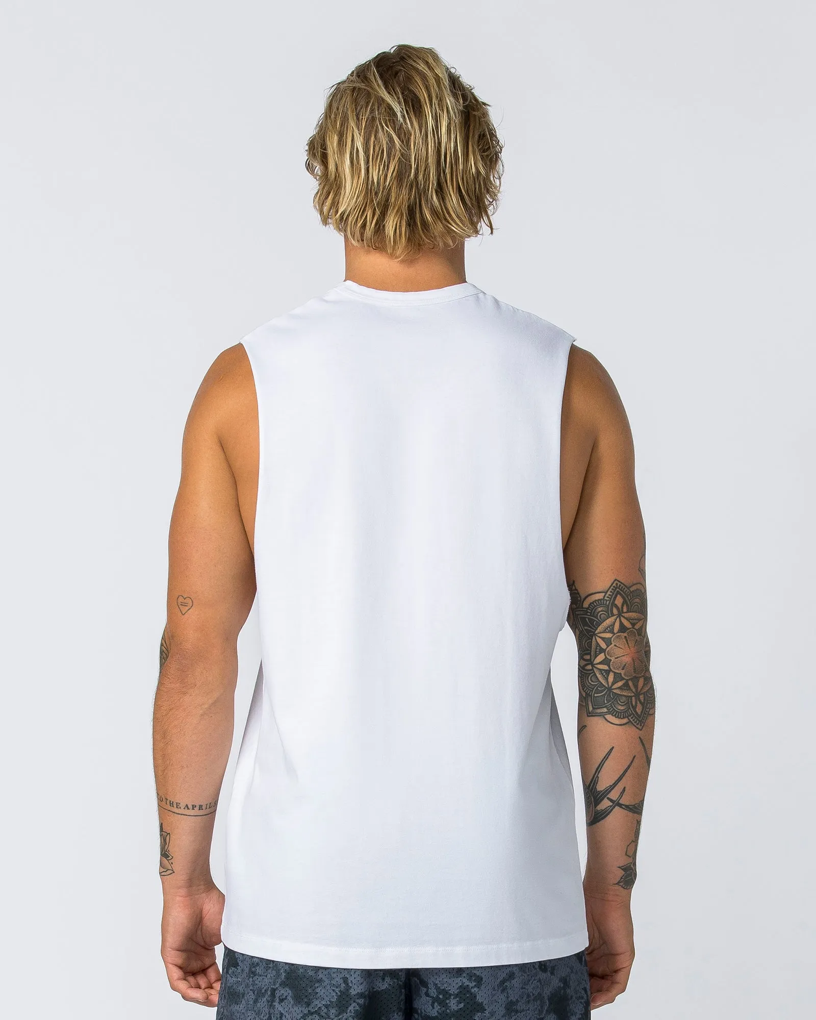 Ease Drop Arm Heavy Vintage Tank - Washed White sold by Muscle Nation product image thumbnail 4