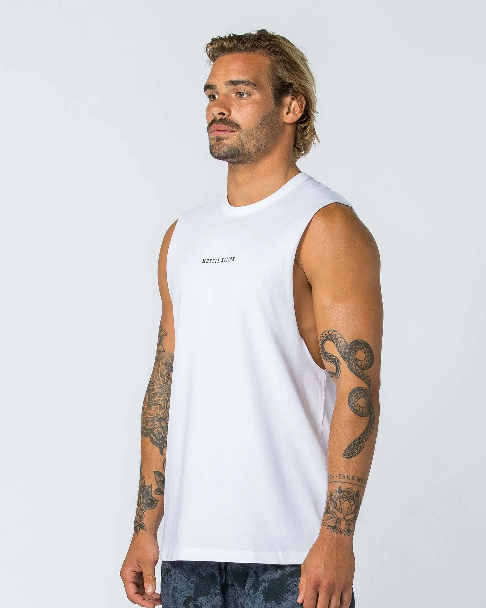 Ease Drop Arm Heavy Vintage Tank - Washed White sold by Muscle Nation product image thumbnail 2