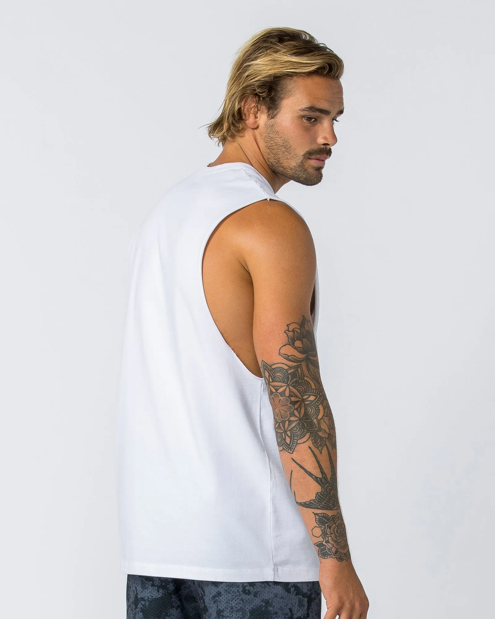 Ease Drop Arm Heavy Vintage Tank - Washed White sold by Muscle Nation product image thumbnail 3