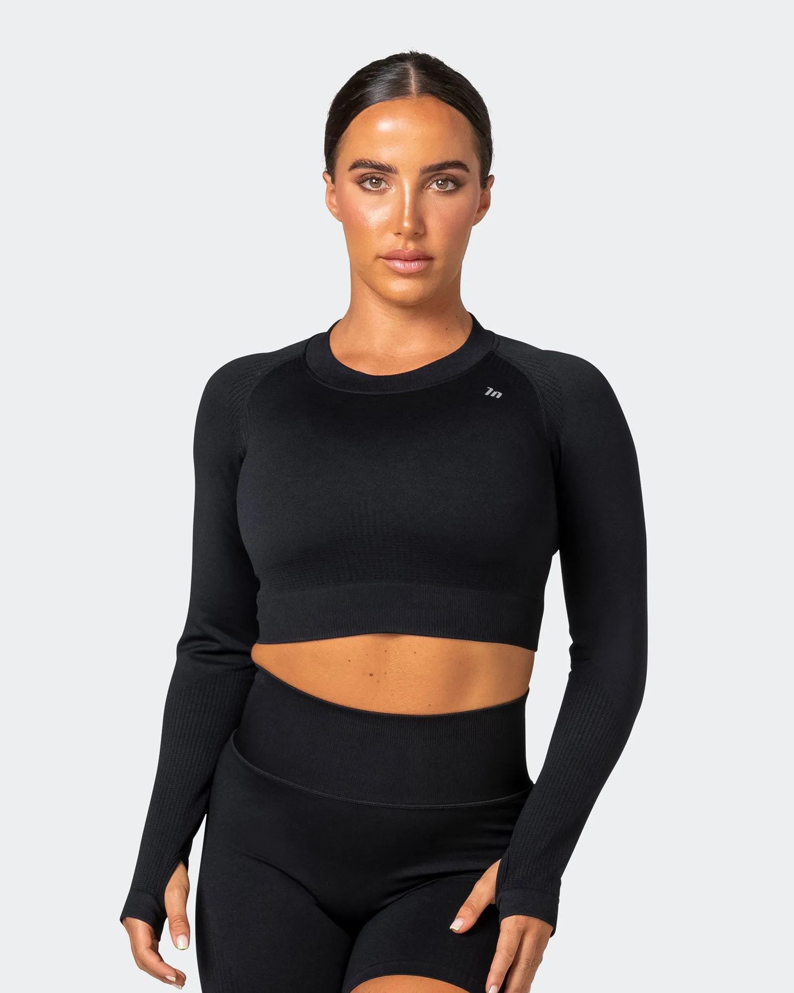 Classic Seamless Long Sleeve Top - Black sold by Muscle Nation