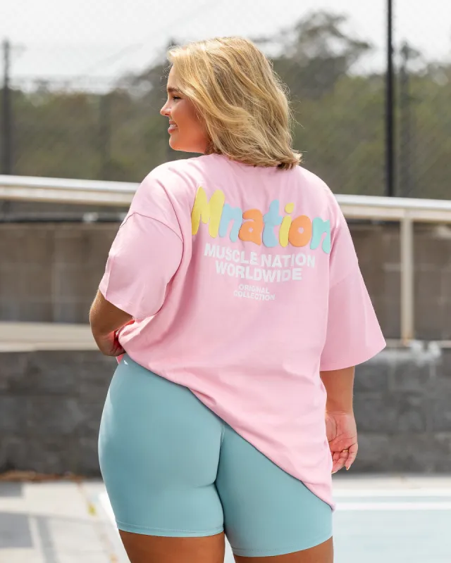 Womens Bubble Warp Oversized Heavy Tee - Sherbet sold by Muscle Nation