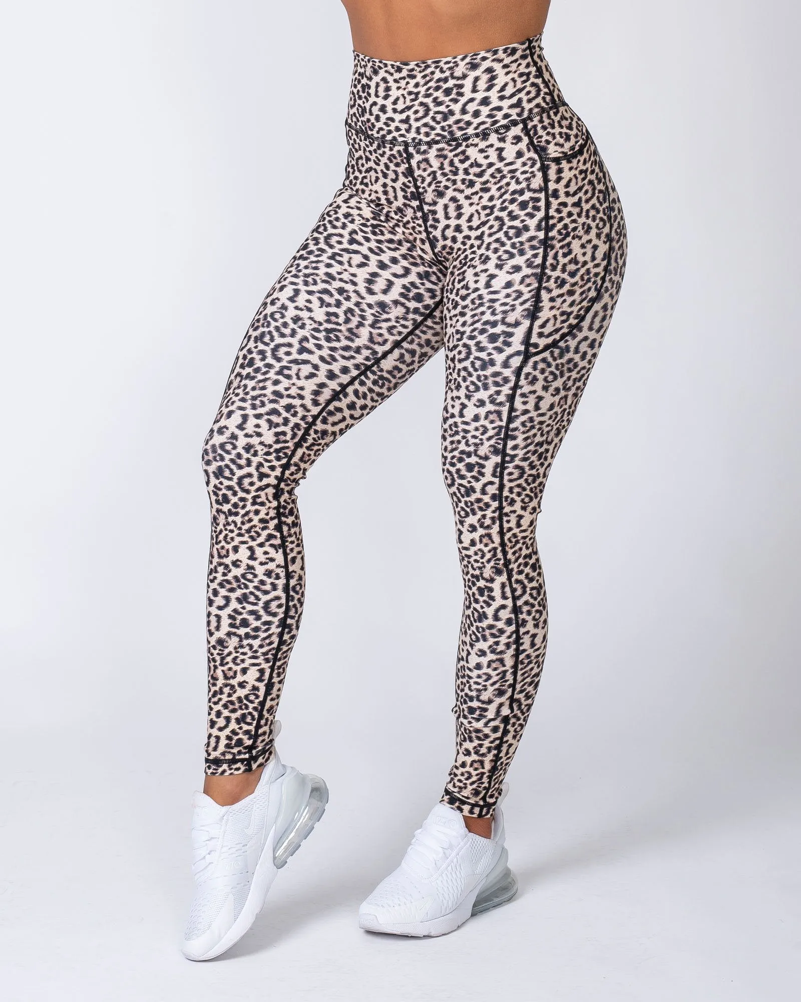 Full Length Pocket Leggings - Yellow Leopard sold by Muscle Nation product image thumbnail 3