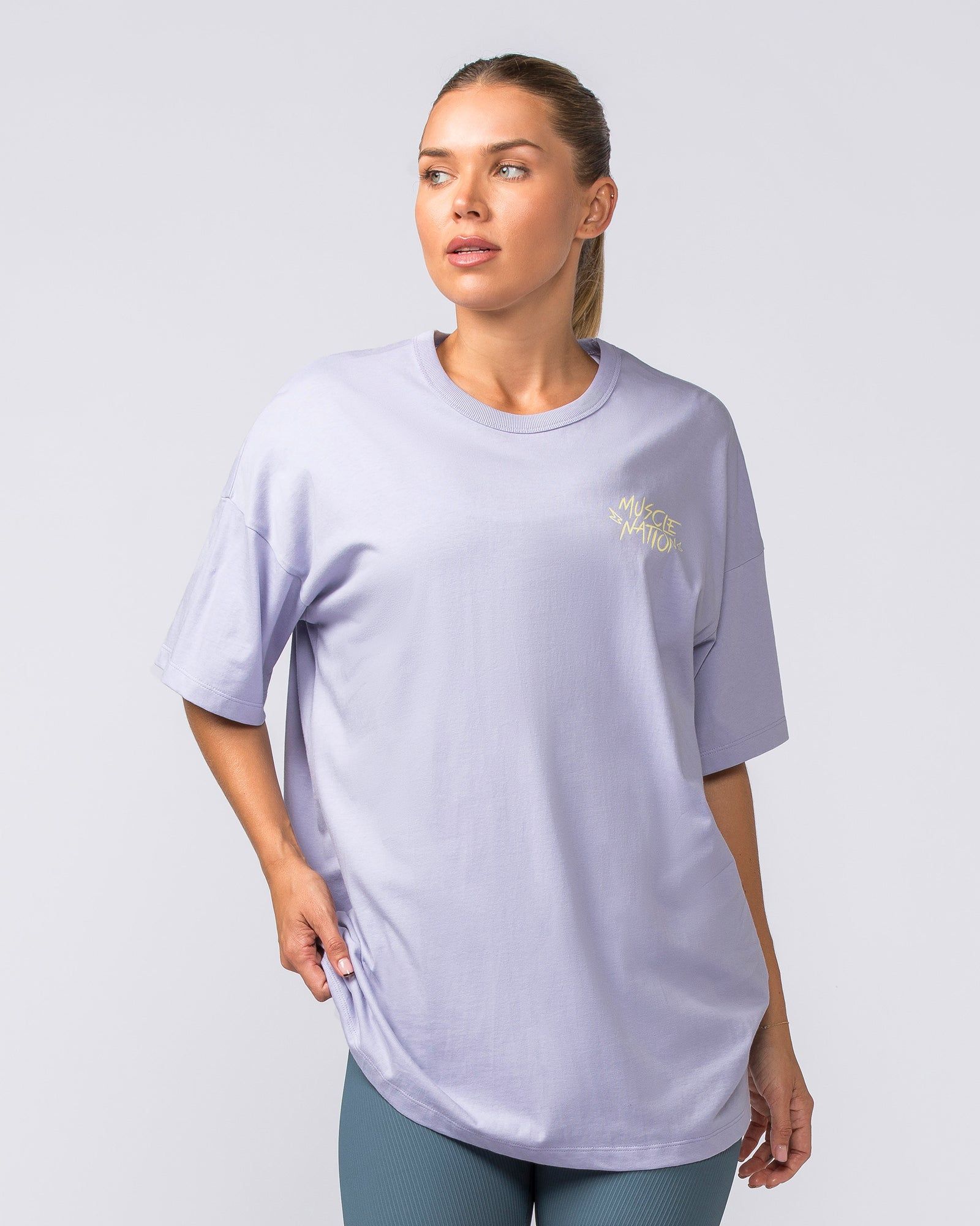 Womens Palmy Days Oversized Tee - Pale Purple sold by Muscle Nation product image thumbnail 3