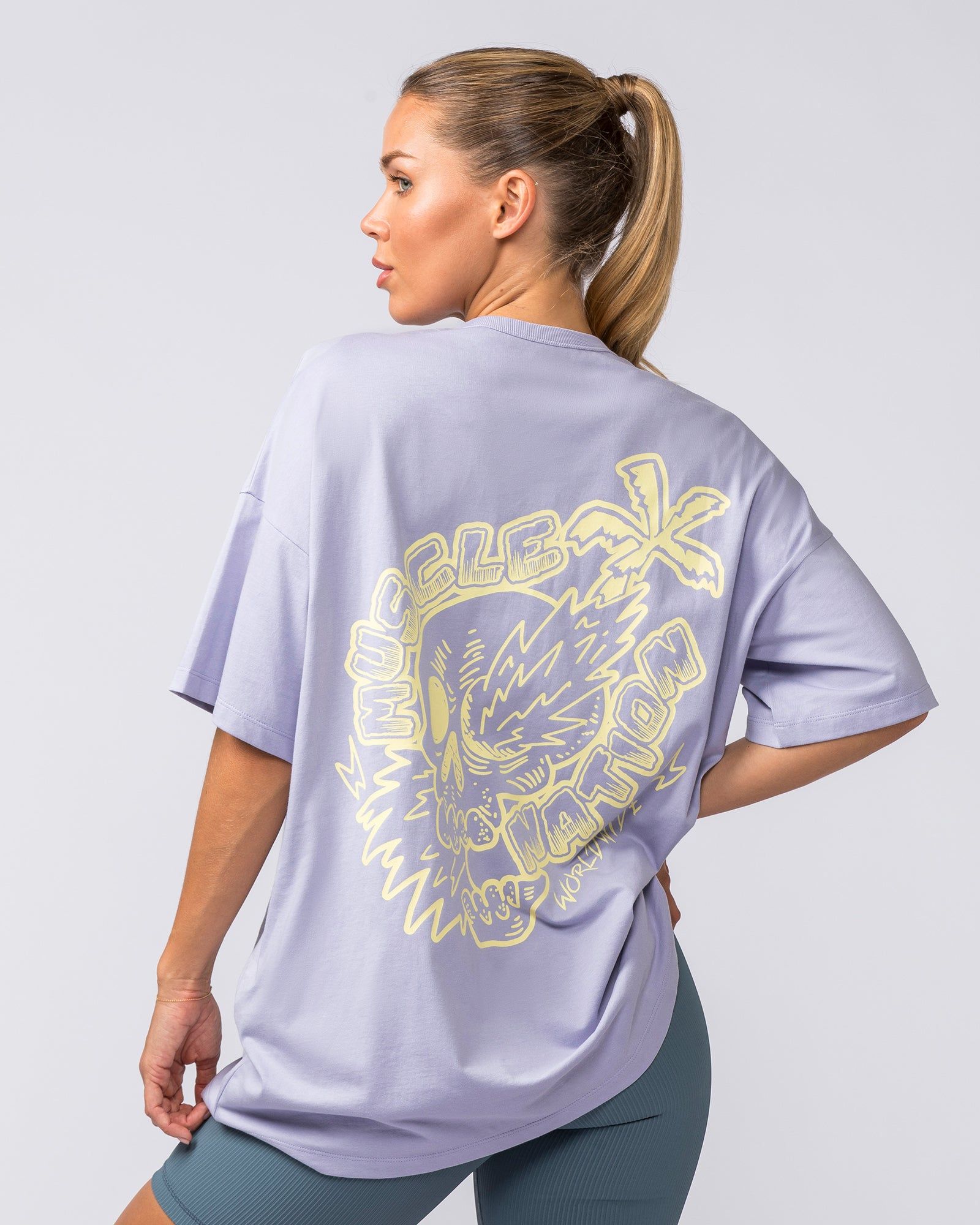 Womens Palmy Days Oversized Tee - Pale Purple sold by Muscle Nation product image thumbnail 2