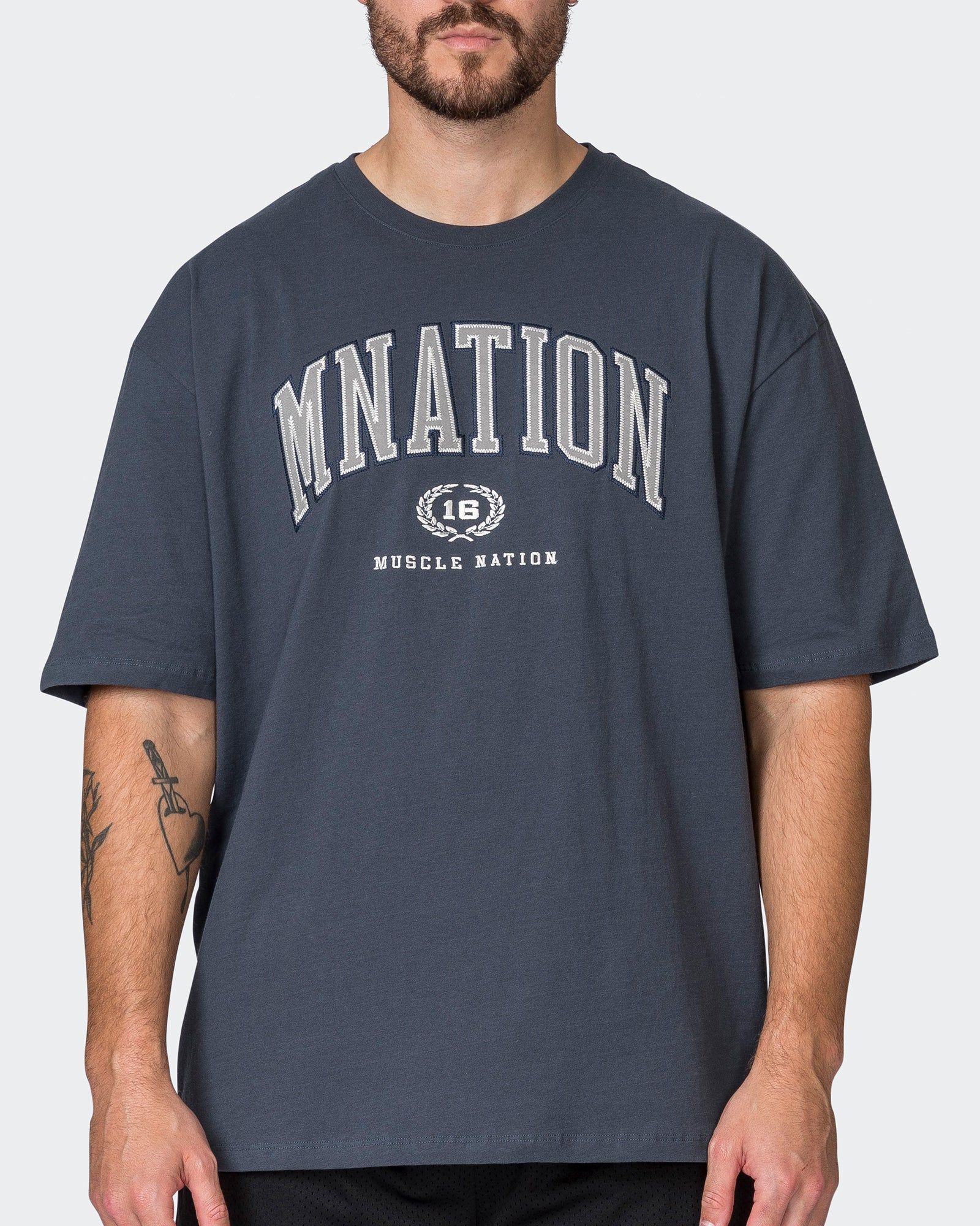 MN Varsity Oversized Tee - Thunder sold by Muscle Nation product image thumbnail 2
