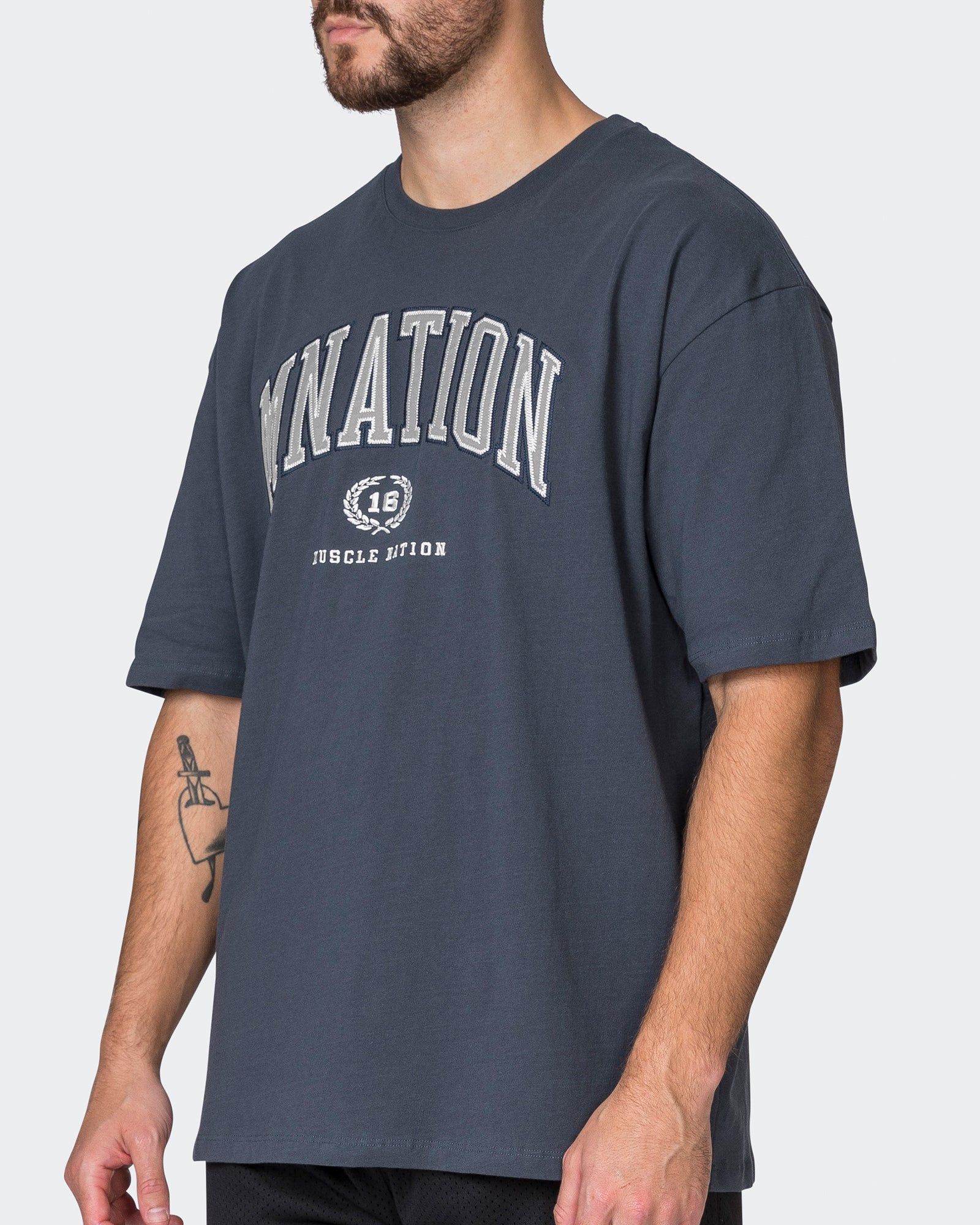 MN Varsity Oversized Tee - Thunder sold by Muscle Nation product image thumbnail 3