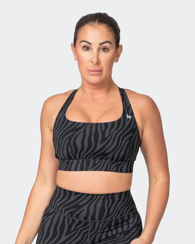 Brace Yourself Bra - Monochrome Zebra Print sold by Muscle Nation