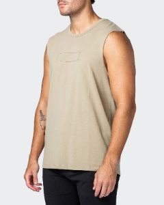 Vitalise Heavy Vintage Tank - Washed Pale Khaki sold by Muscle Nation