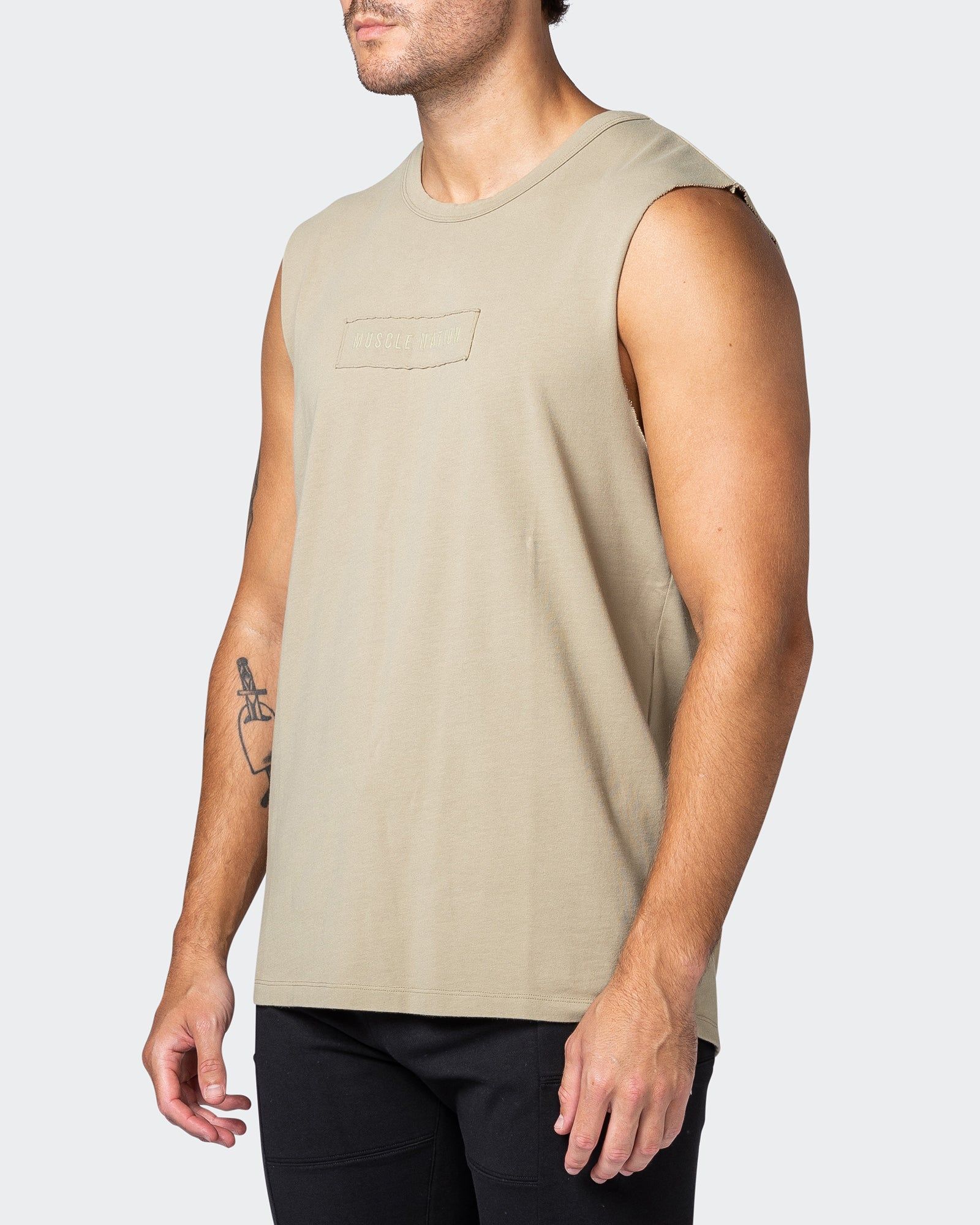 Vitalise Heavy Vintage Tank - Washed Pale Khaki sold by Muscle Nation product image thumbnail 4