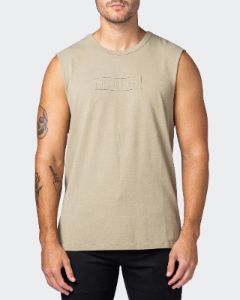 Vitalise Heavy Vintage Tank - Washed Pale Khaki sold by Muscle Nation
