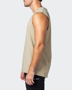 Vitalise Heavy Vintage Tank - Washed Pale Khaki sold by Muscle Nation