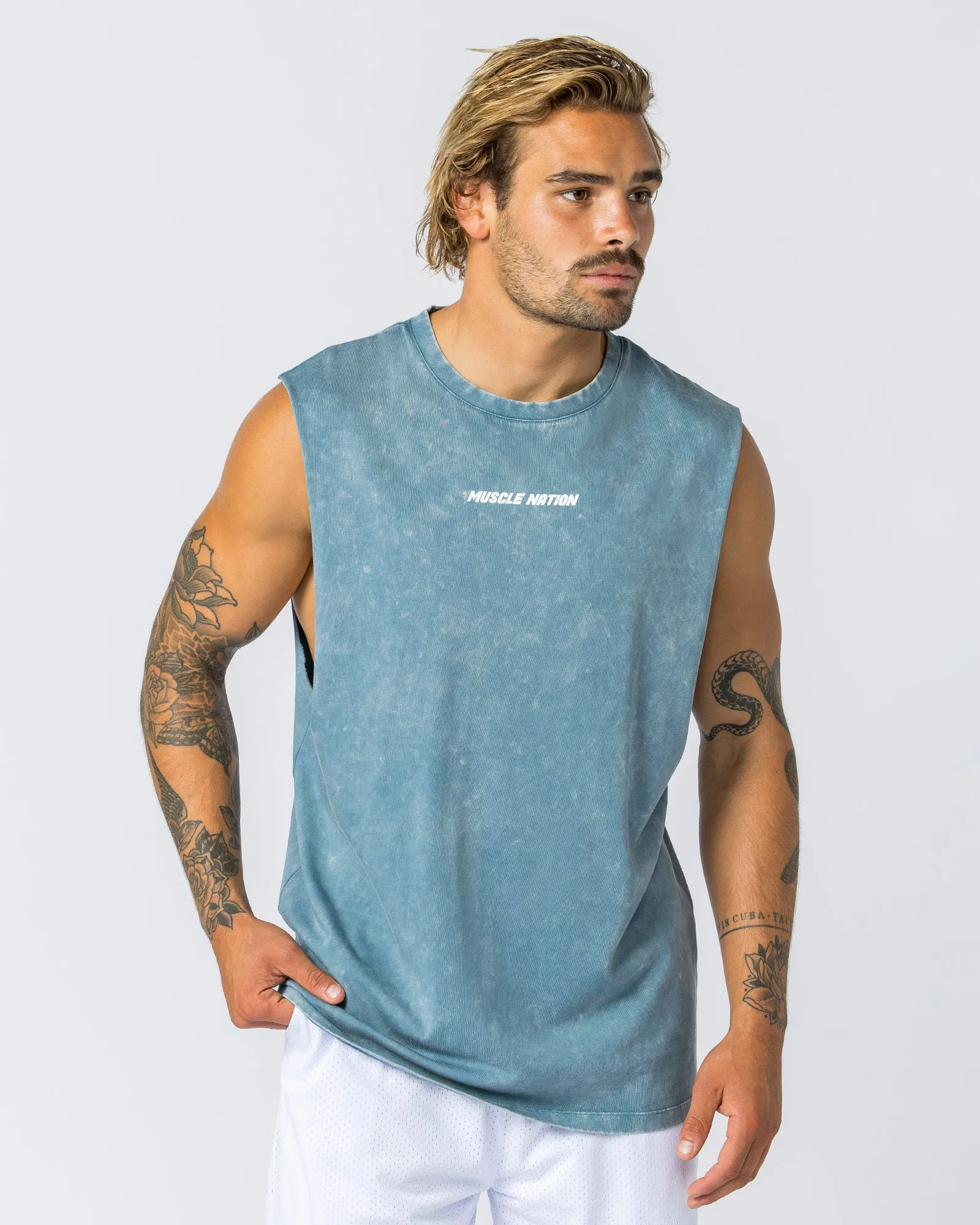 Boxy Vintage Tank - Washed Elemental Blue sold by Muscle Nation
