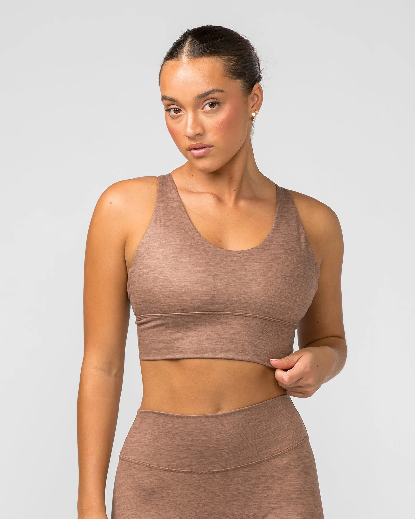 Lift Longline Bra - Nutmeg Marl sold by Muscle Nation