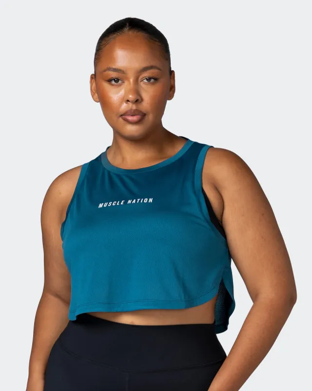 Limitless Cropped Training Tank - Marine sold by Muscle Nation