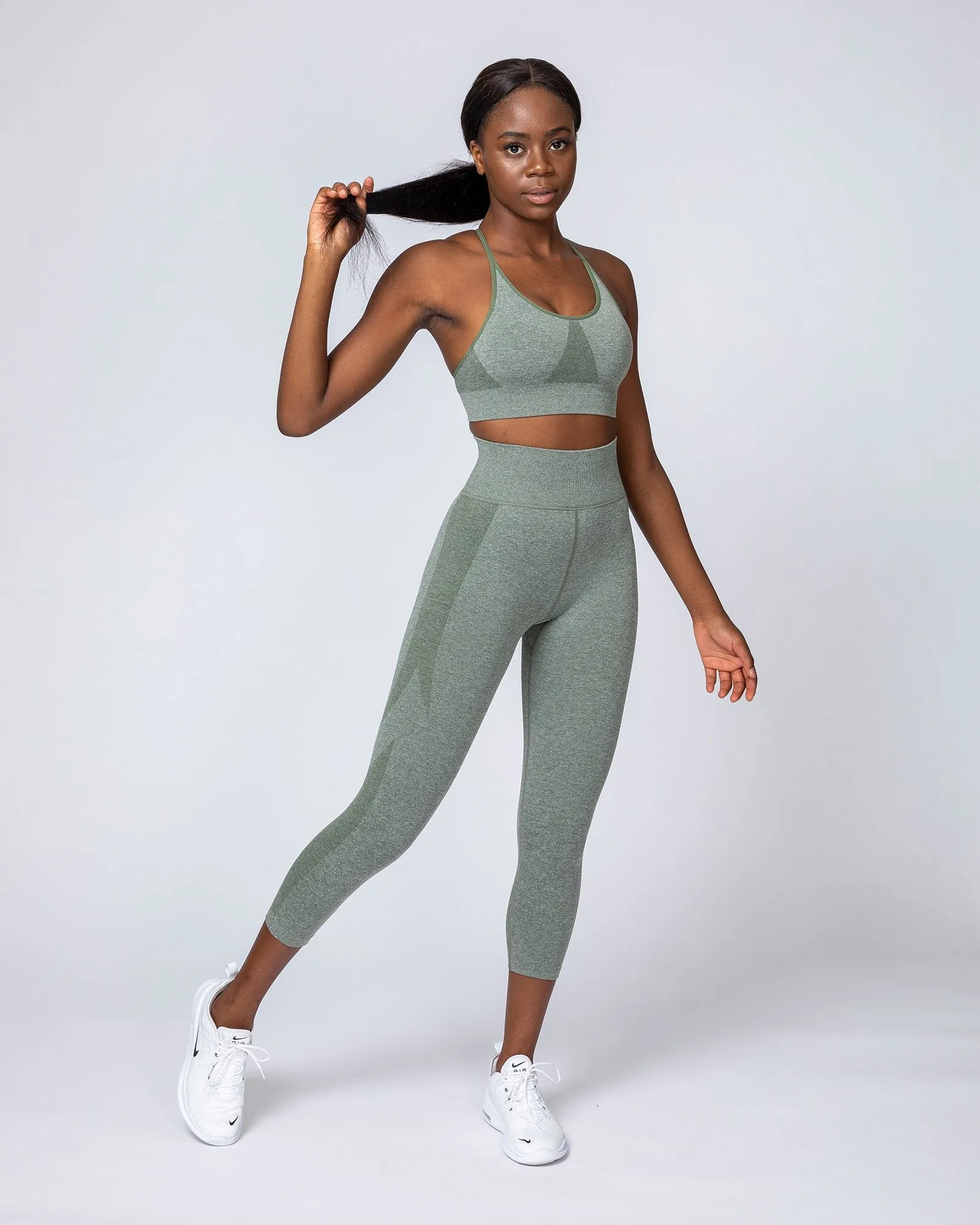 Shape Up Seamless 7/8 Leggings - Khaki Marl sold by Muscle Nation product image thumbnail 3