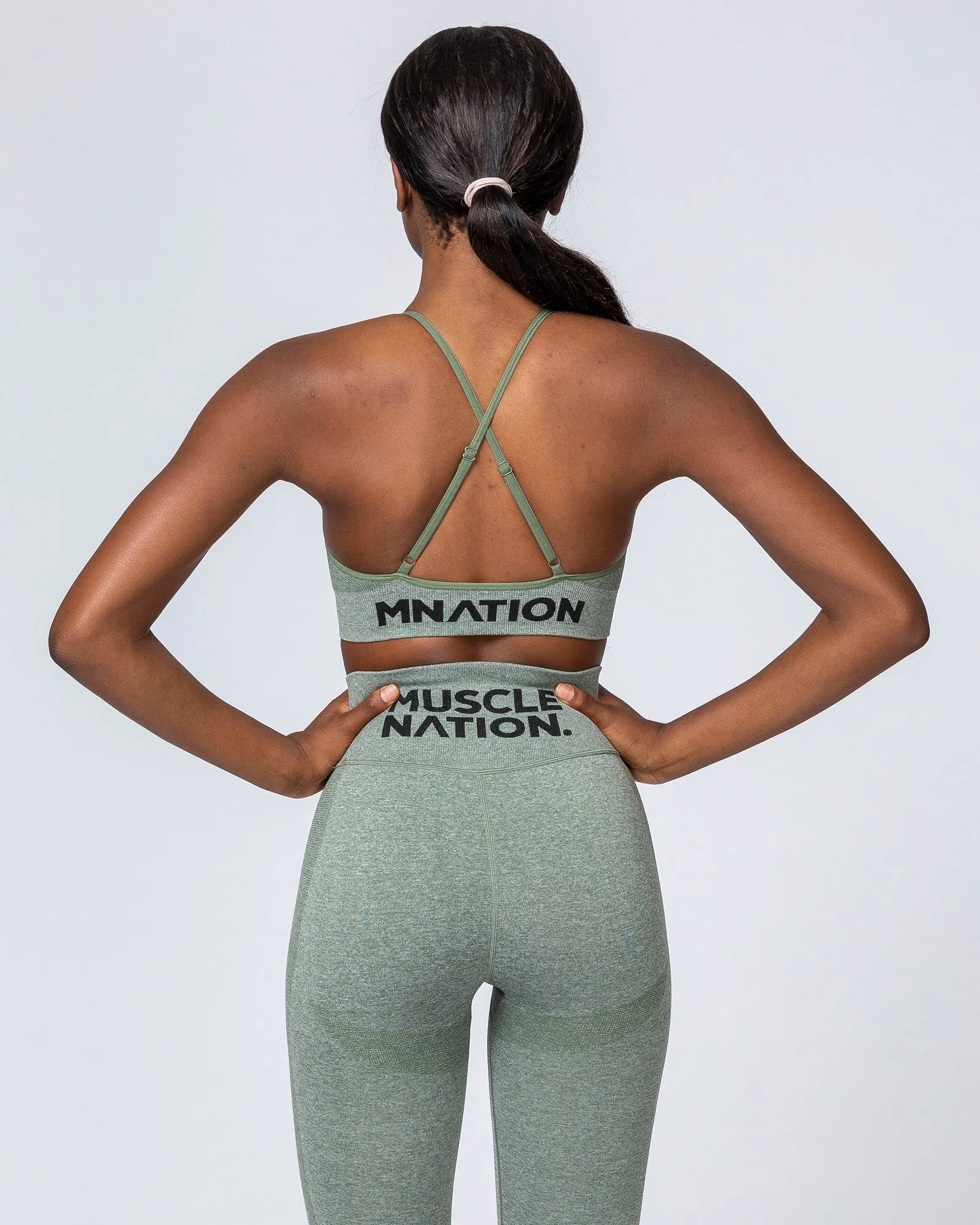 All Day Strap Seamless Bra - Khaki Marl sold by Muscle Nation product image thumbnail 2