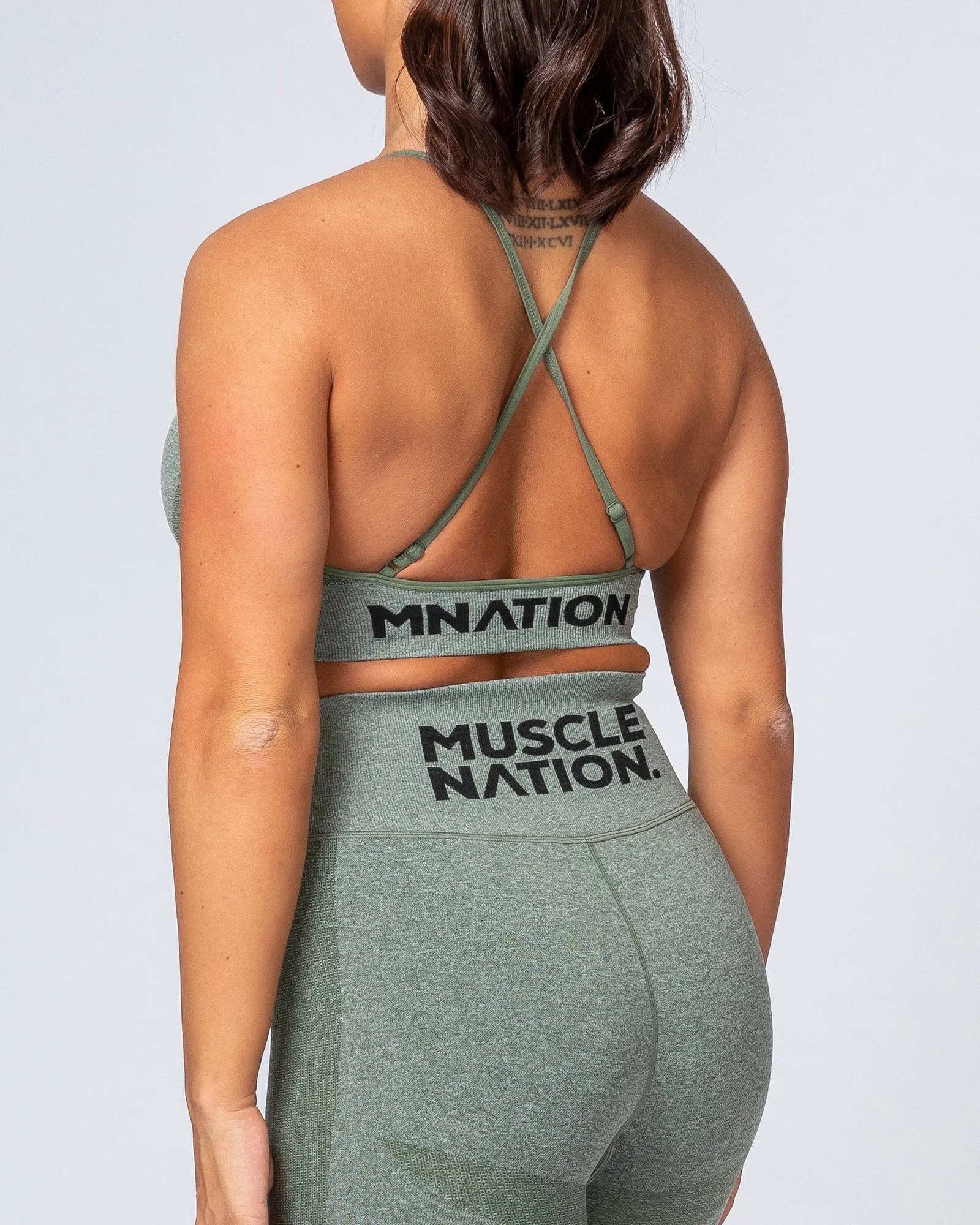 All Day Strap Seamless Bra - Khaki Marl sold by Muscle Nation product image thumbnail 5