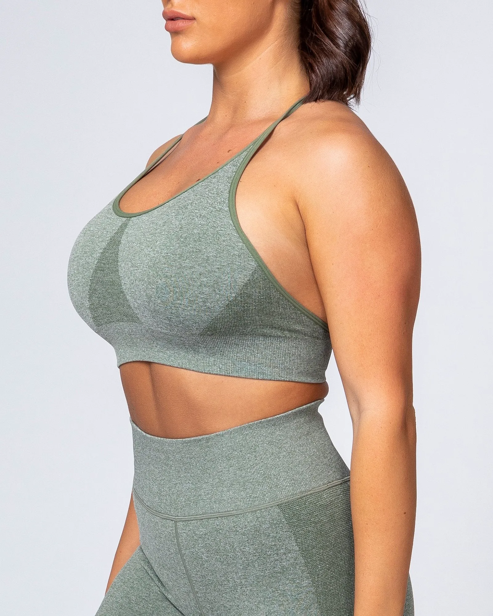 All Day Strap Seamless Bra - Khaki Marl sold by Muscle Nation product image thumbnail 3