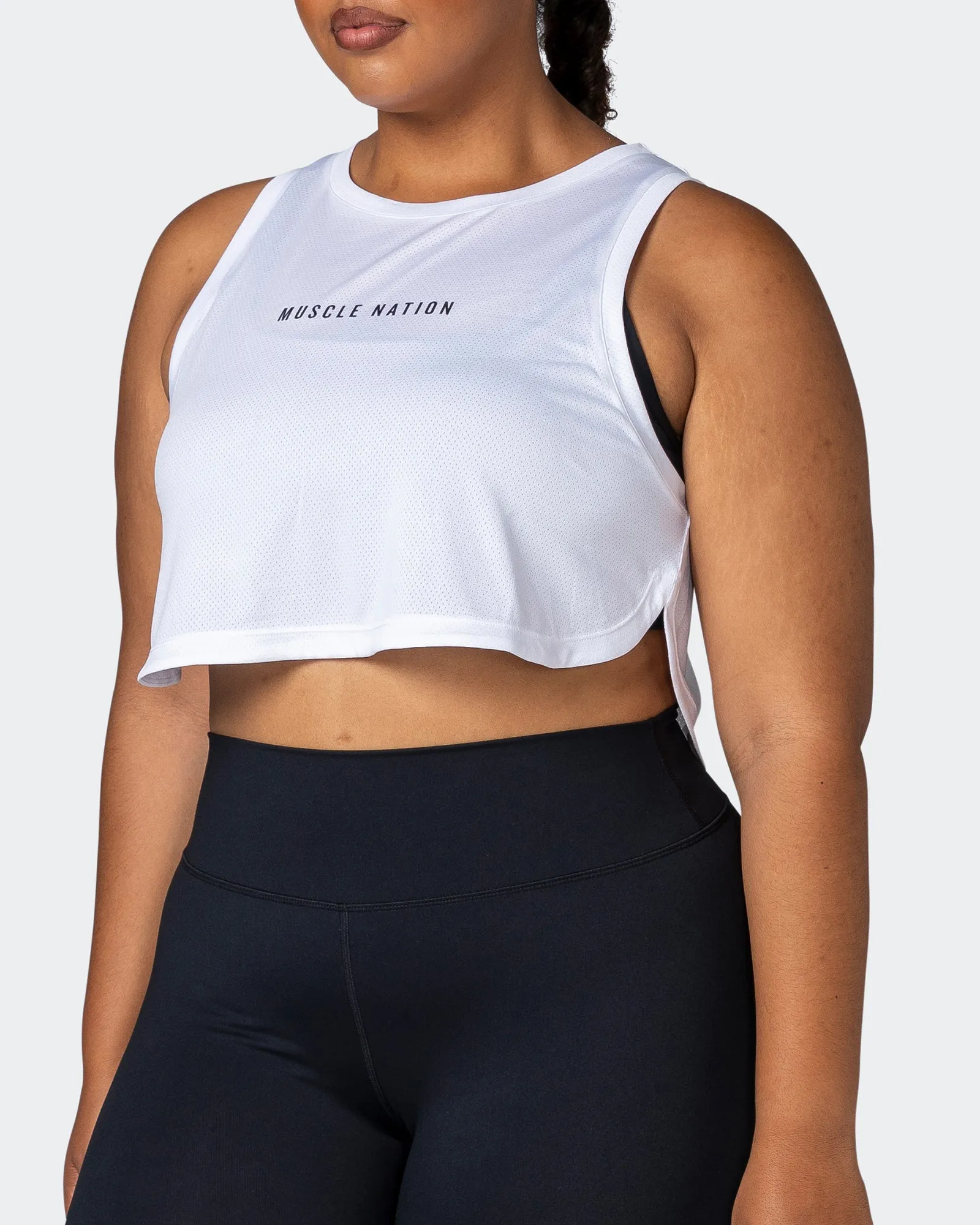 Limitless Cropped Training Tank - White sold by Muscle Nation product image thumbnail 3