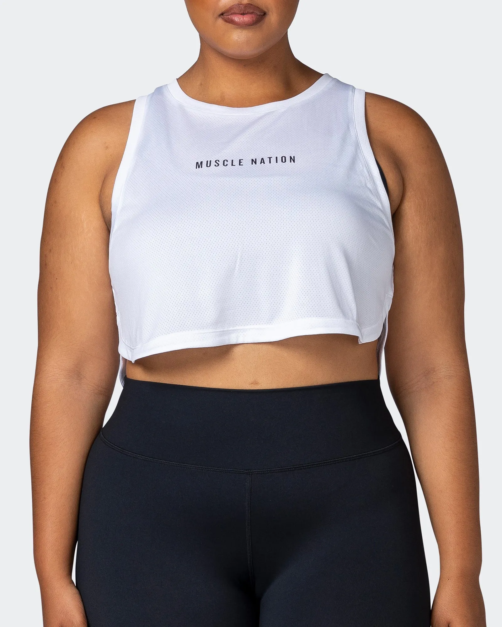Limitless Cropped Training Tank - White sold by Muscle Nation product image thumbnail 2