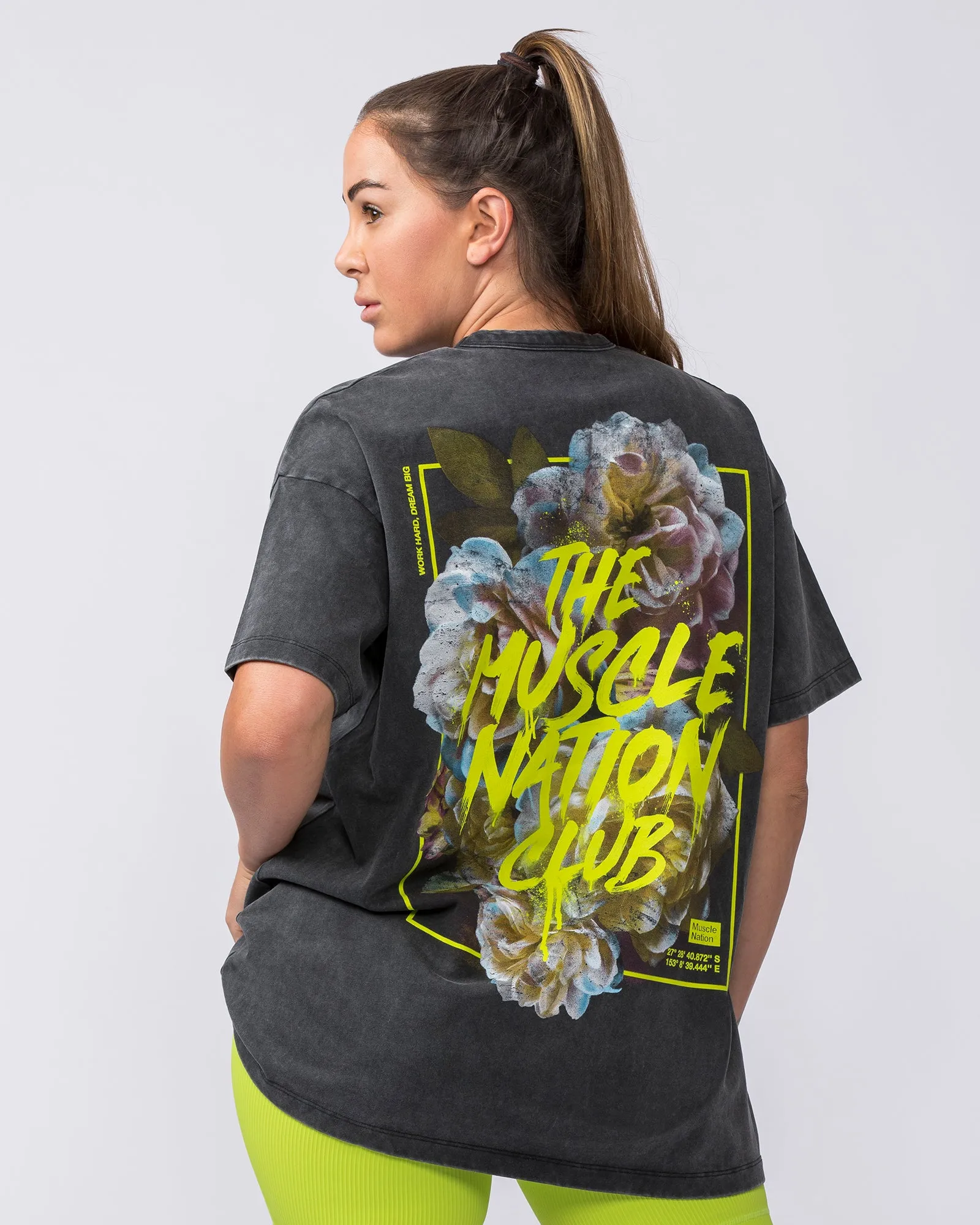 Womens Neon Rose Vintage Tee - Washed Black sold by Muscle Nation product image thumbnail 2