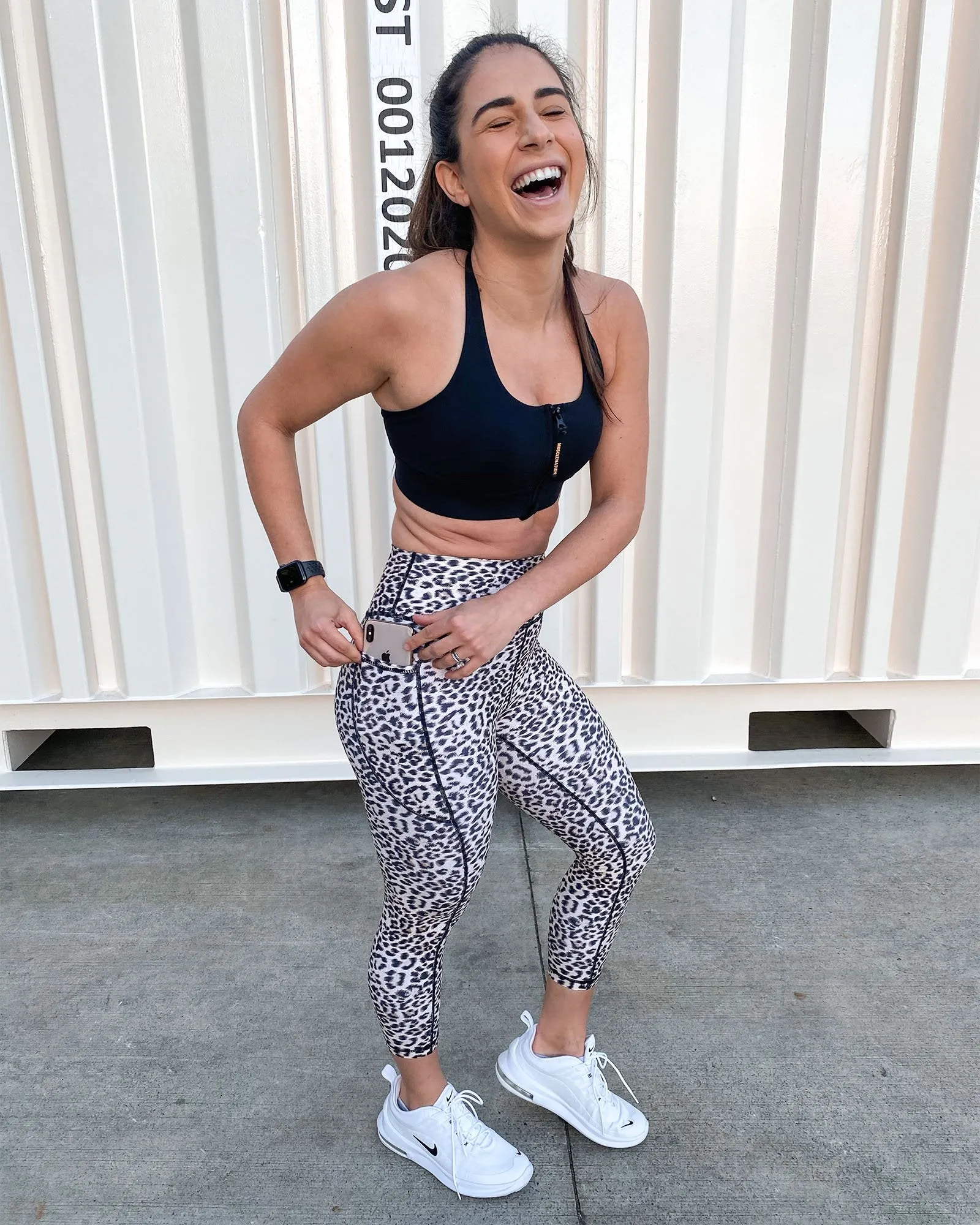 Signature 7/8 Pocket Leggings - Yellow Leopard sold by Muscle Nation product image thumbnail 3