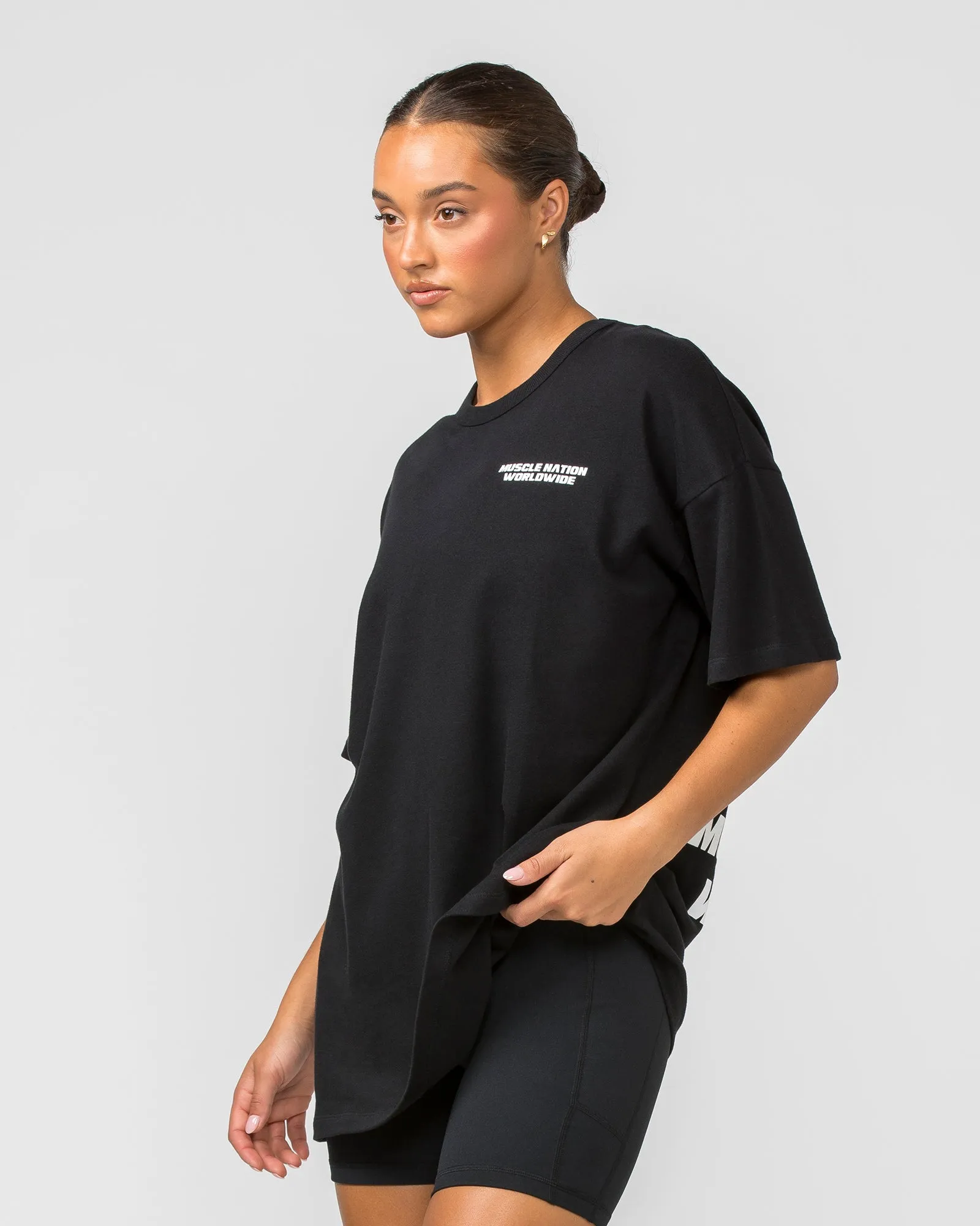 Womens Represent Oversized Tee - Black sold by Muscle Nation product image thumbnail 4