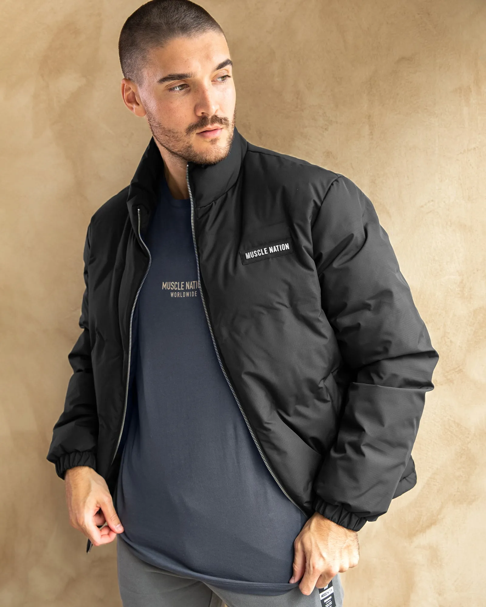 Mens Puffer Jacket - Black sold by Muscle Nation
